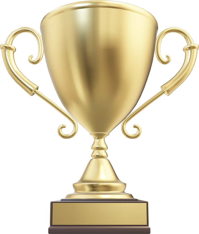 Trophy gold champion 3D rendering